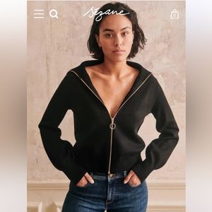 Sezane LYES Zip Sweater Cardigan